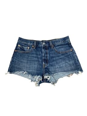 Levis 501 Women's Cut Off Denim Shorts W32 Button Fly Distressed Medium Wash 90s